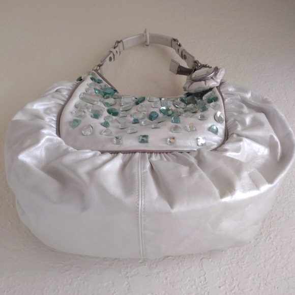 Cole Haan Women's Pearl-Embellished Leather Shoulder Bag - Picture 3 of 15